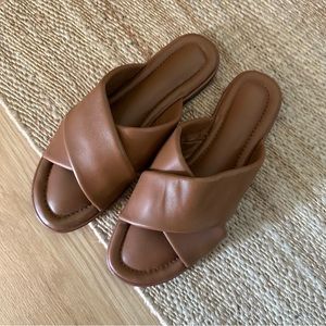 J. Crew Brown Leather Delta Criss Cross Sandal